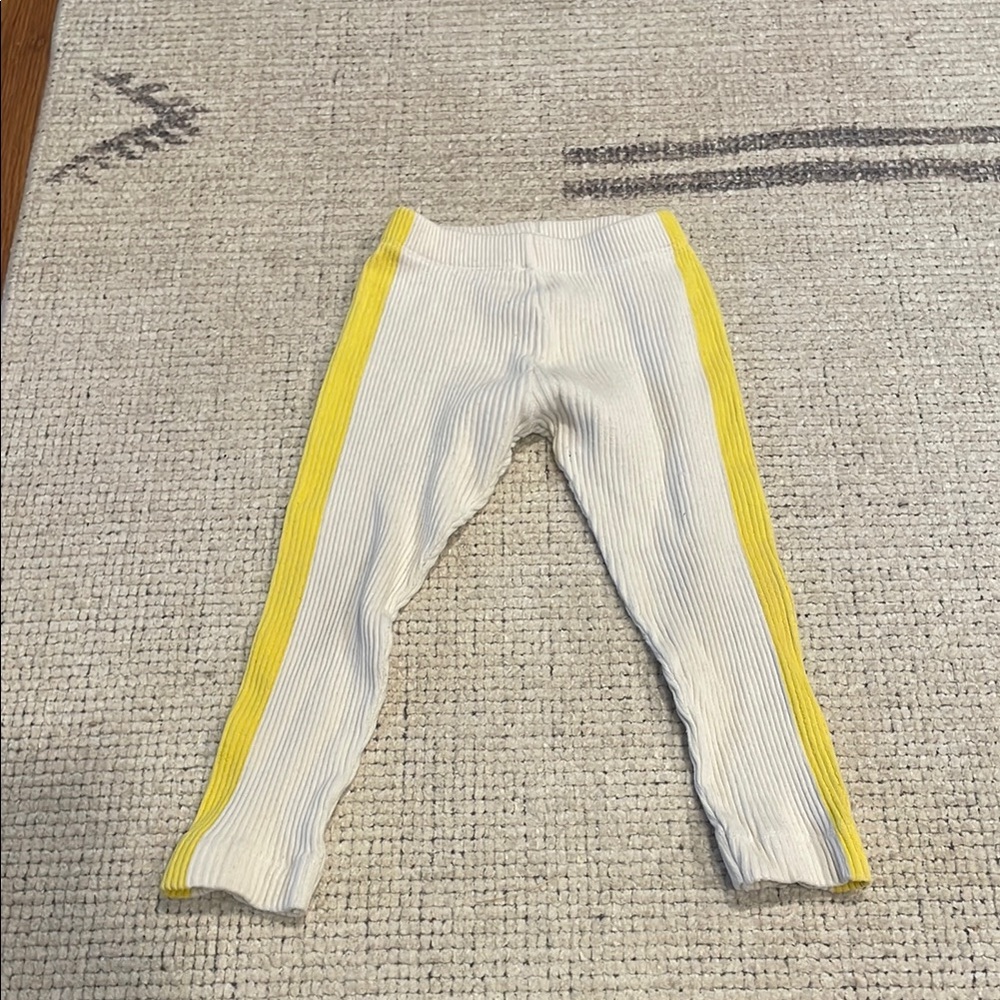 Yellow and White Striped Kids Leggings